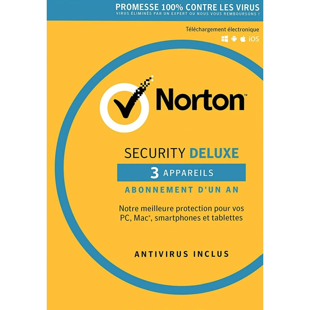 Norton Security Deluxe | 3 Appareils | 1 An | 2026 - Antivirus inclus