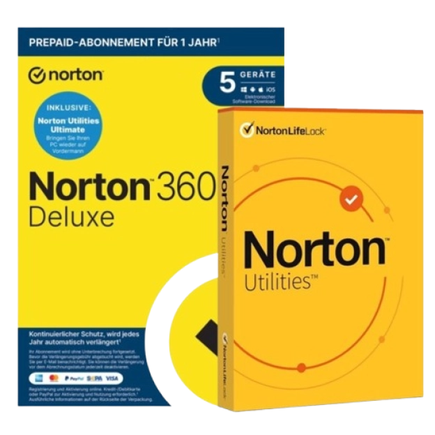 Norton 360 Deluxe mit Norton Utilities Ultimate | 2026 | 5 Geräte | 1 Jahr