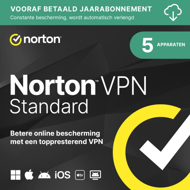 Norton VPN Standard | 5 Apparaten | 1 Jaar | 2026